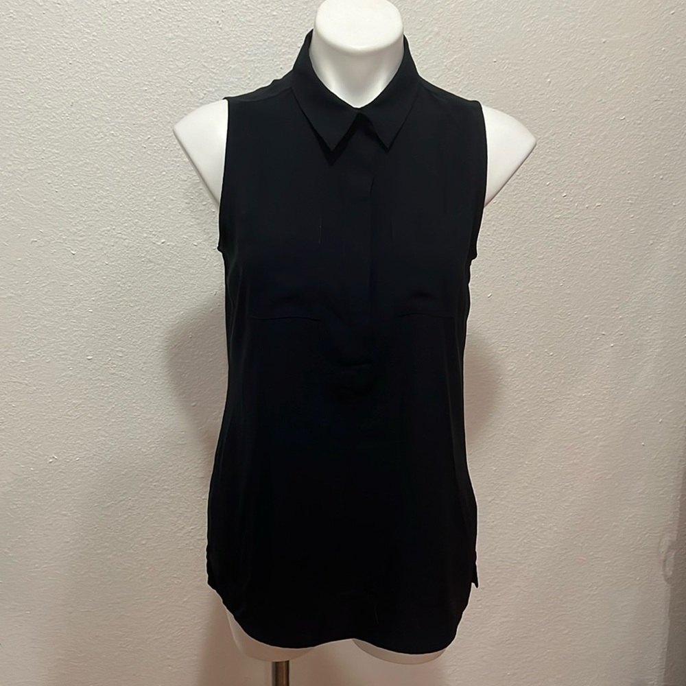 Ann Taylor Petite Black Sleeveless Shirt Sz MP